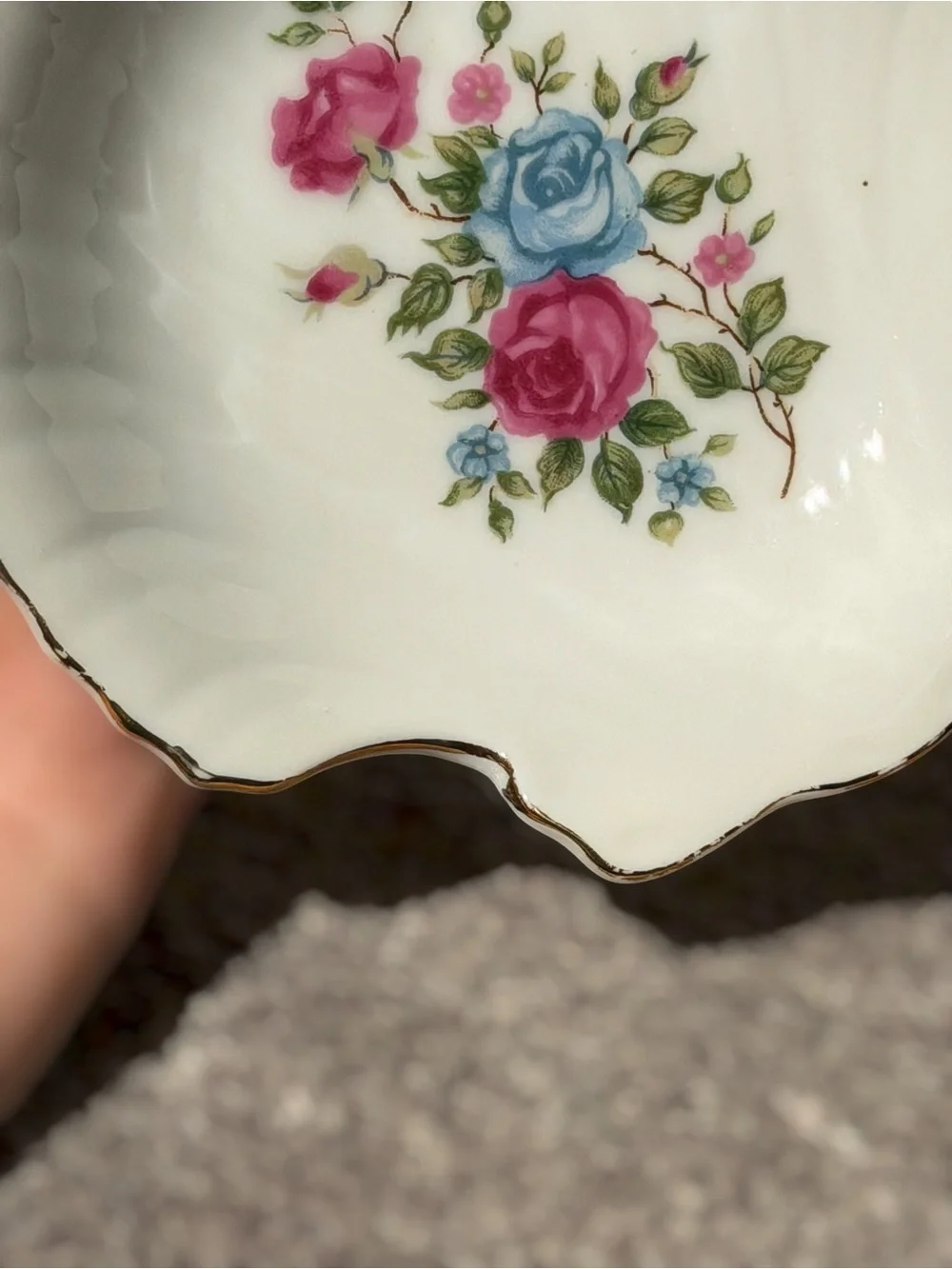 Vintage 3 Piece Porcelain Rose Bathroom Vanity Set Grandmillennial Shabby Chic